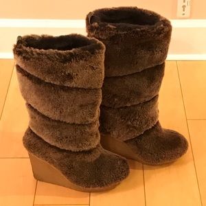 Tory Burch Kiki Shearling brown fur boots sz 7